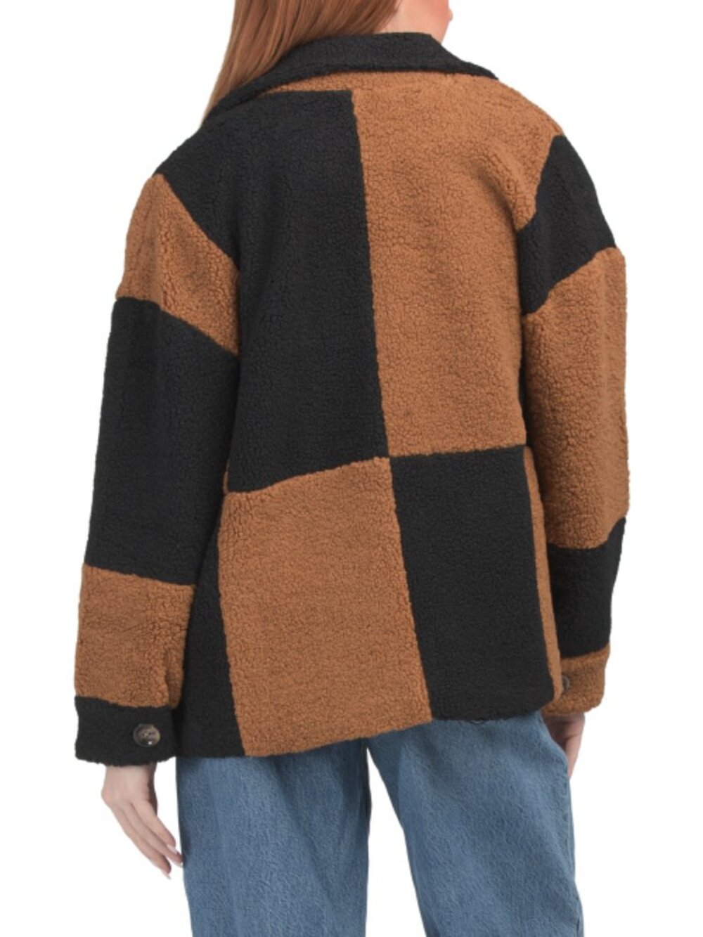 ENGLISH FACTORY Oversized Teddy Checkered Jacket - Picture 2 of 3
